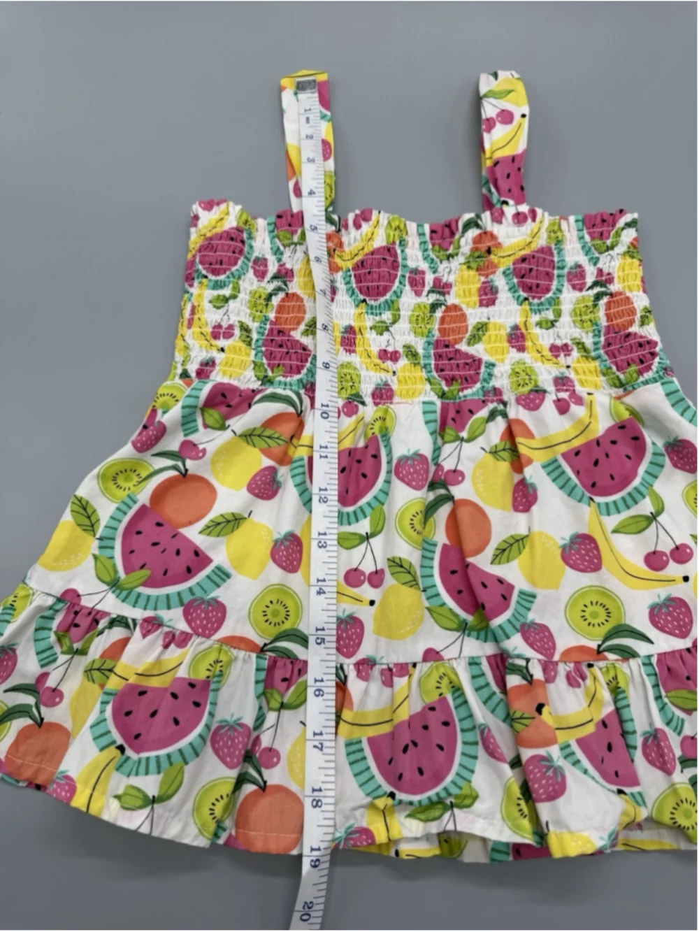 Gymboree Girls 8 Sleeveless Fruit Print Sundress 100% Cotton Ruffle Smocked Knee